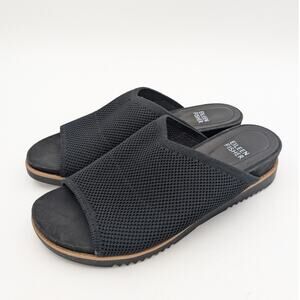 Eileen Fisher Kori Stretch Knit Slide Sandals Women's Black Size US7 EU38